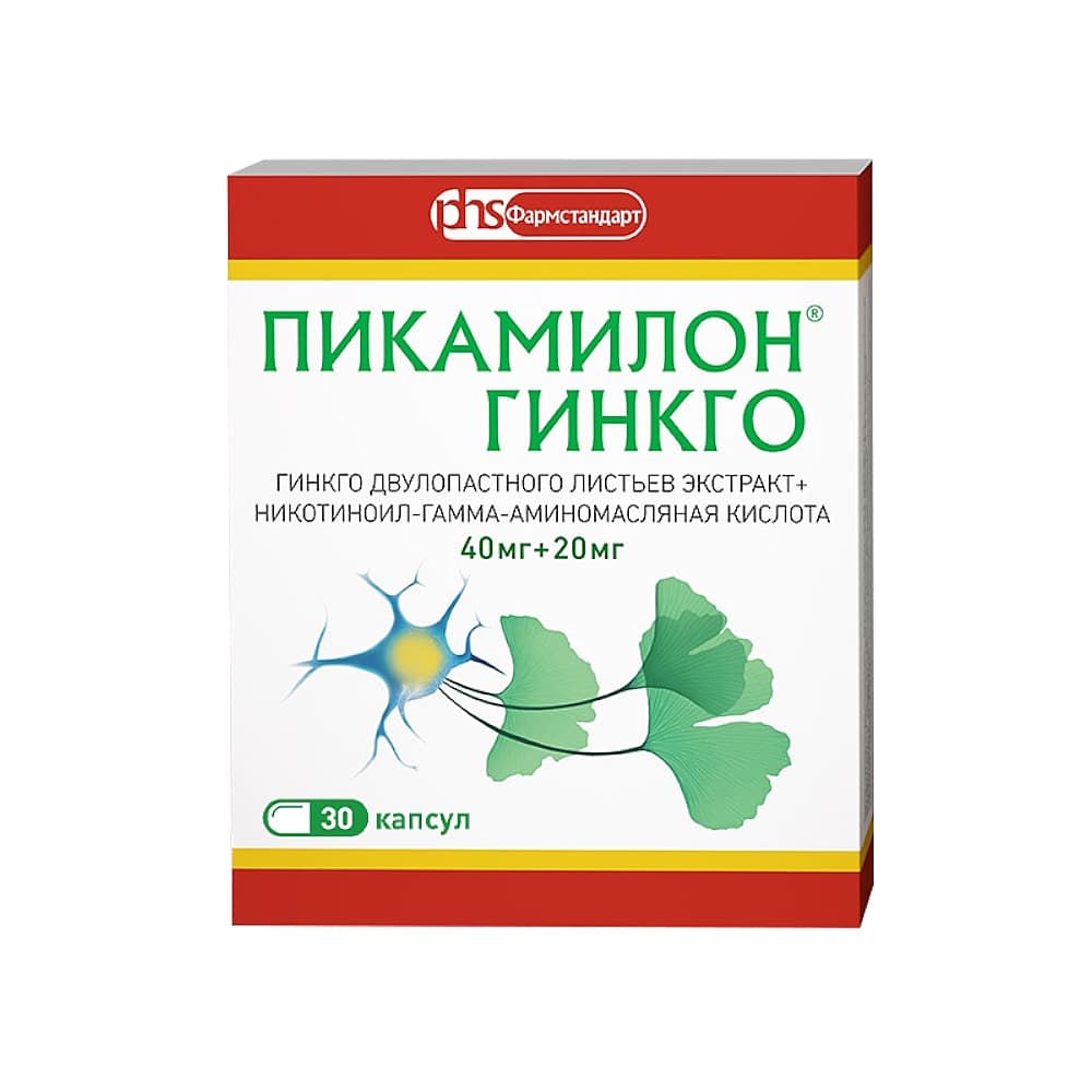 Пикамилон Гинкго капсулы 40 мг+20 мг, 30 шт