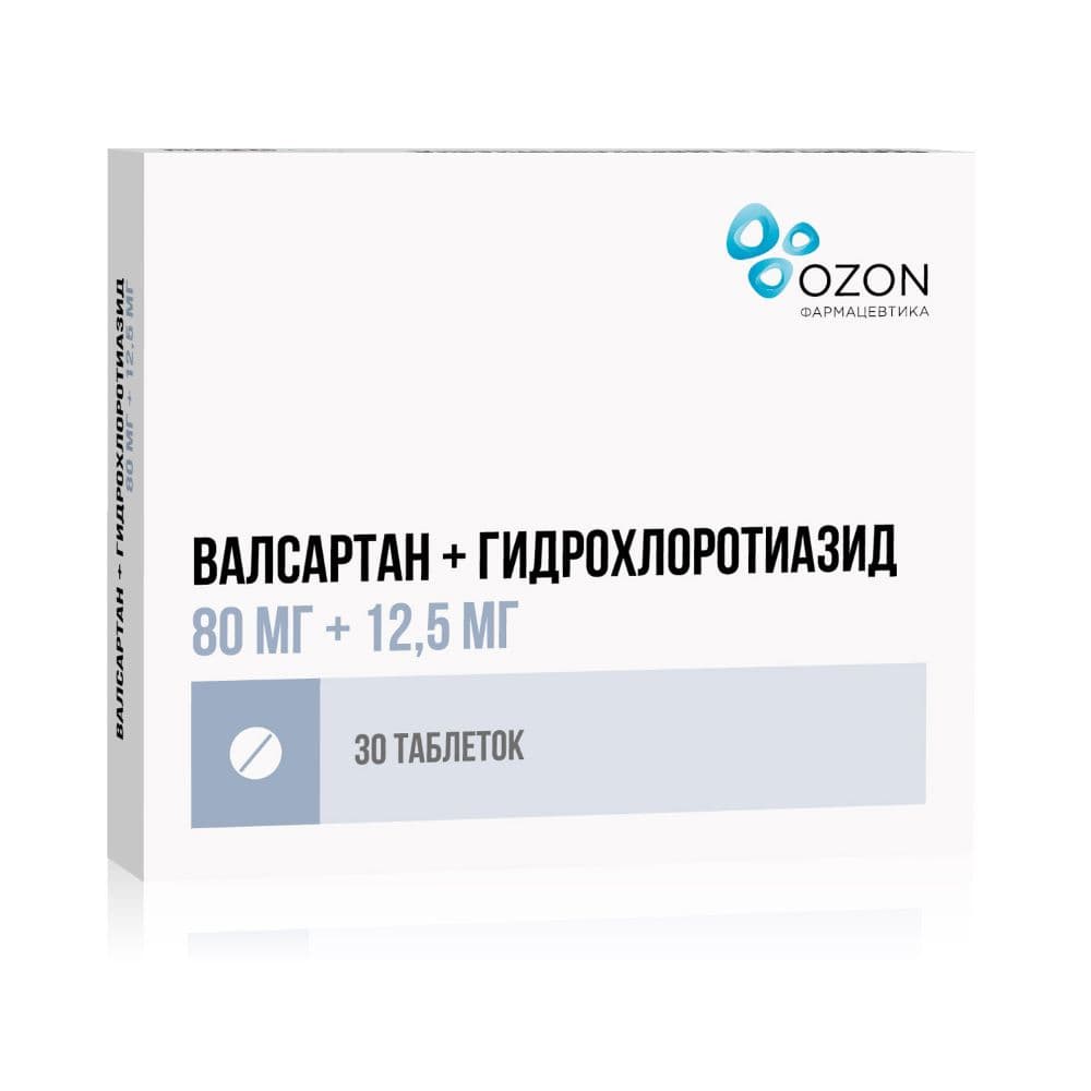 Валсартан+Гидрохлоротиазид таблетик 80 мг+12,5 мг, 30 шт