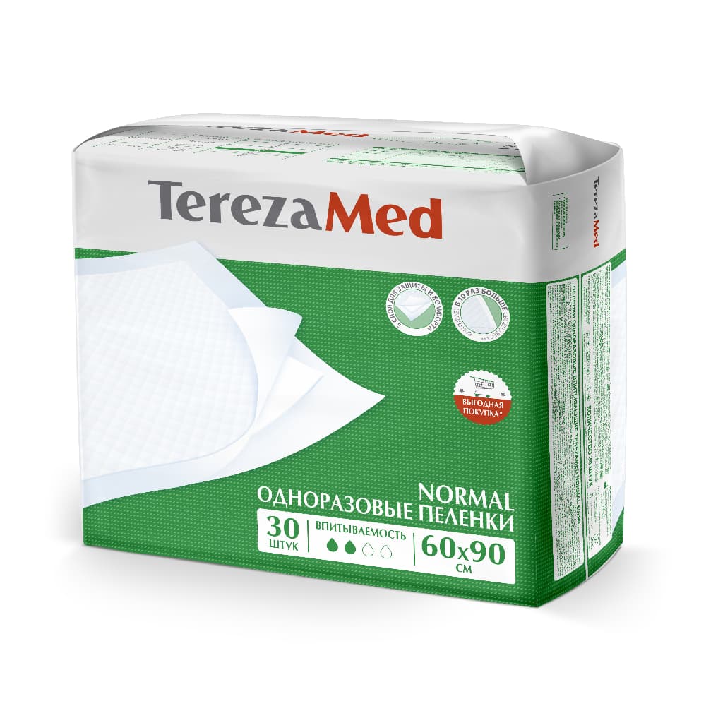 Tereza Med Normal Пеленки одноразовые впитывающие 60х90, 30 шт.
