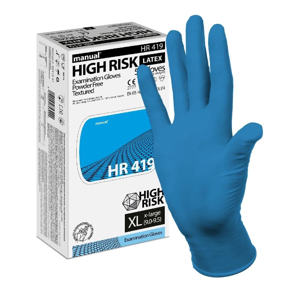 Перчатки Manual High Risk HR419 смотровые нестерильные латексные XL, 1 пара