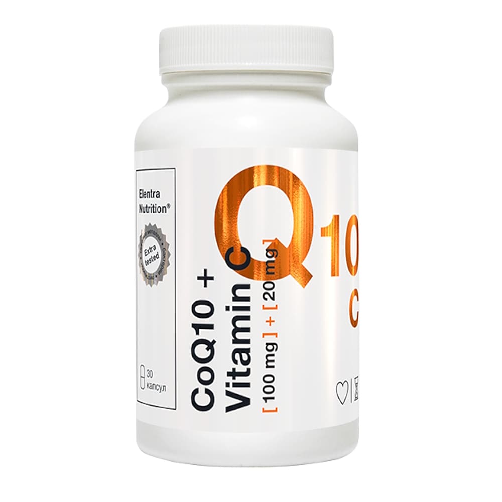Elentra Nutrition Коензим Q10+Витамин С капсулы 100мг+20мг, 30 шт