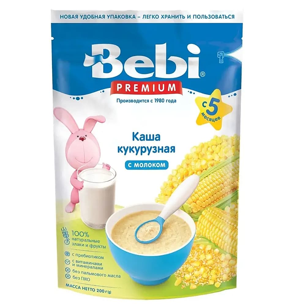 Bebi premium каша молочная кукурузная, с 5 месяцев, 200г