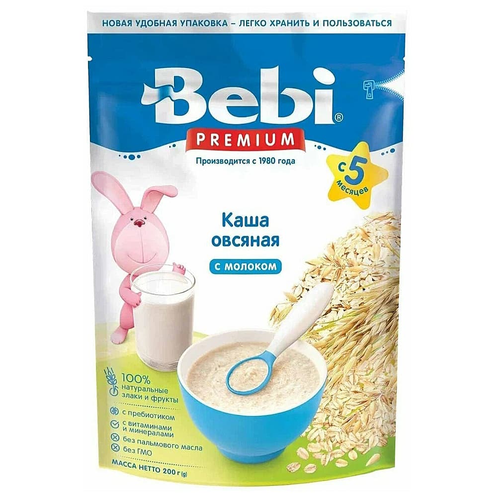 Bebi premium каша молочная овсяная, с 5 месяцев, 200г