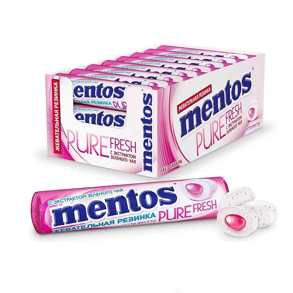 Mentos Pure Fresh жевательная резинка (тутти-фрутти), 15,5 гр