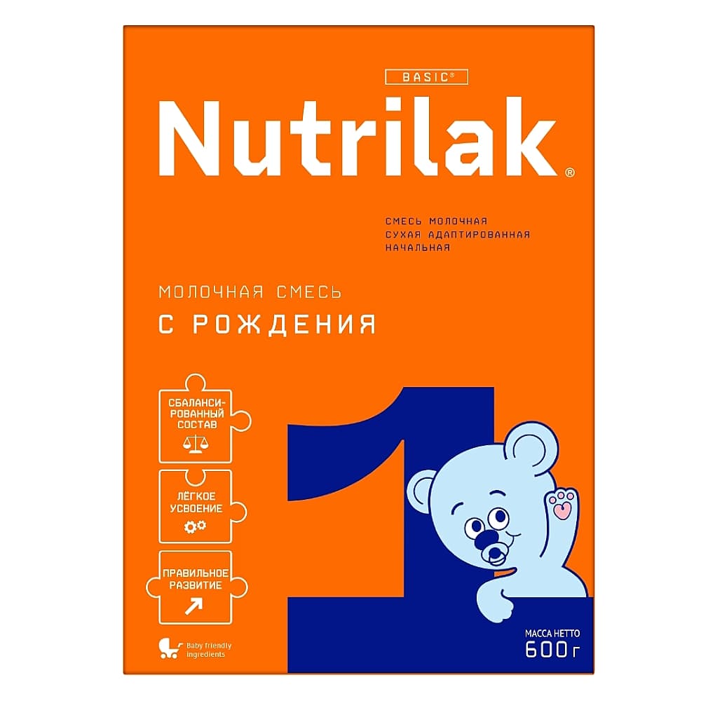 Nutrilak 1, смесь сухая, молочная, с рождения, 600г