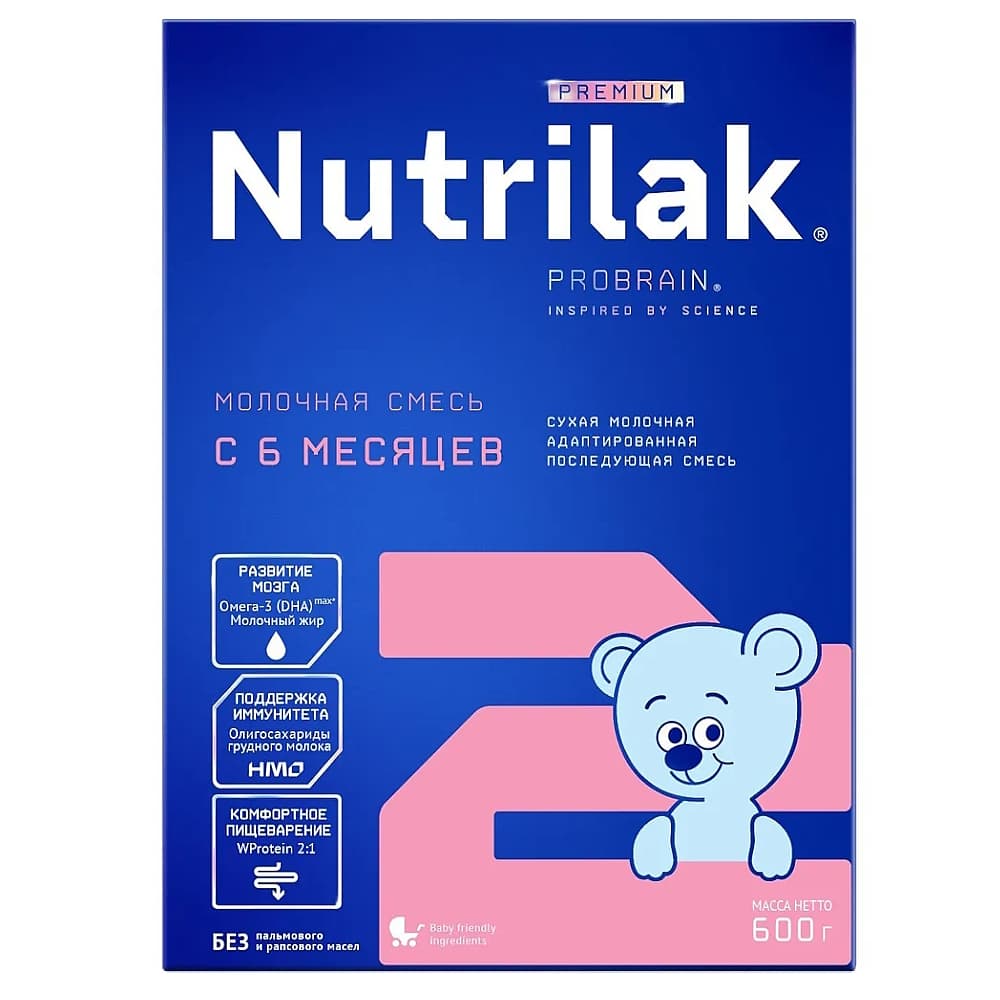 Nutrilak Premium 2, смесь сухая, молочная, с 6-ти месяцев, 600г