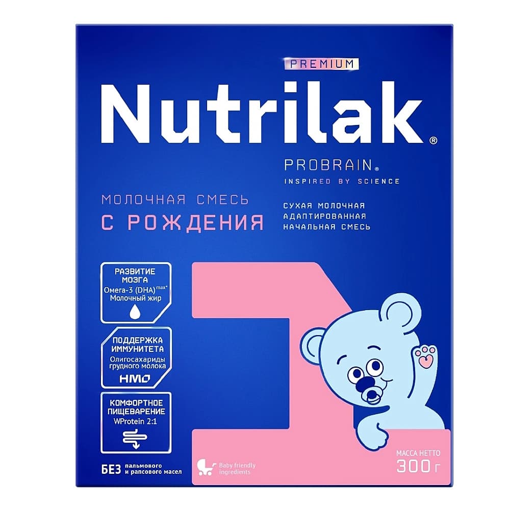 Nutrilak Premium 1, смесь сухая, молочная, с рождения, 300г