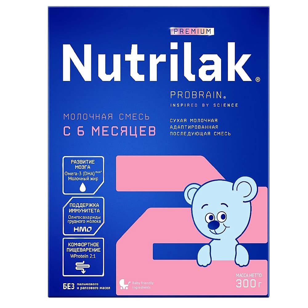 Nutrilak Premium 2, смесь сухая, молочная, с 6-ти месяцев, 300г