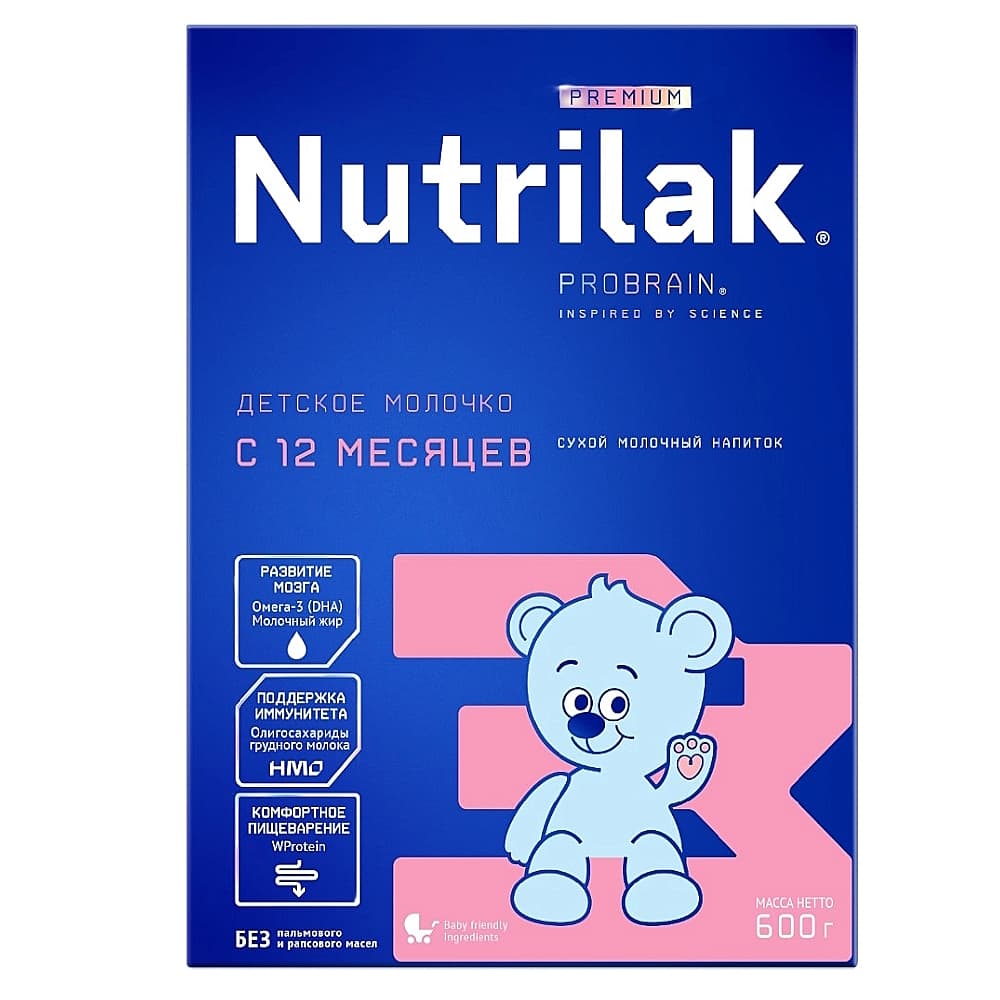 Nutrilak Premium 3, смесь сухая, молочная, с 12-ти месяцев, 600г