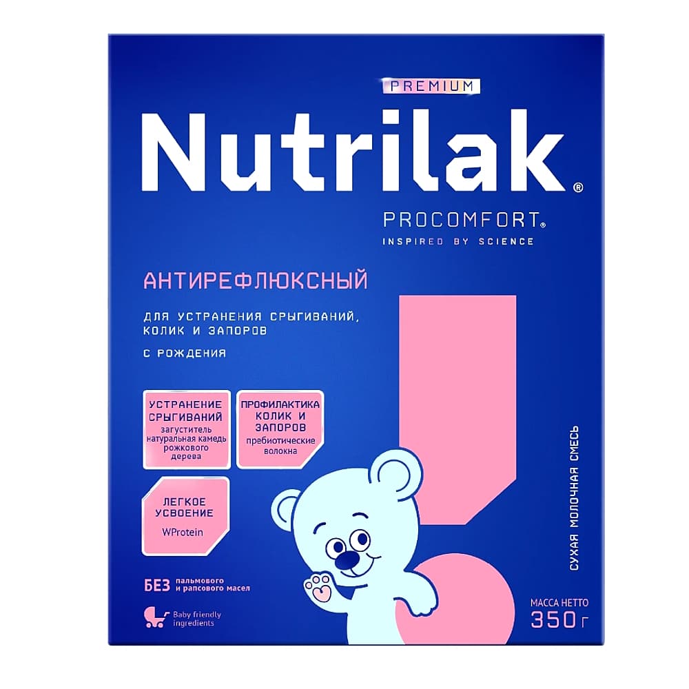 Nutrilak Premium антирефлюксная сухая молочная смесь с рождения, 350 гр