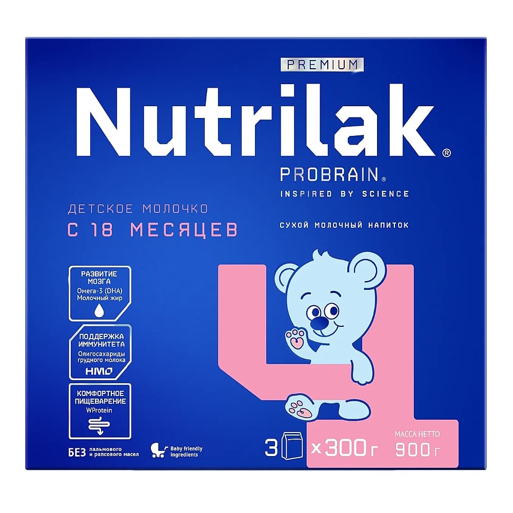 Nutrilak premium 4 детское молочко с 18-ти месяцев, 900 гр