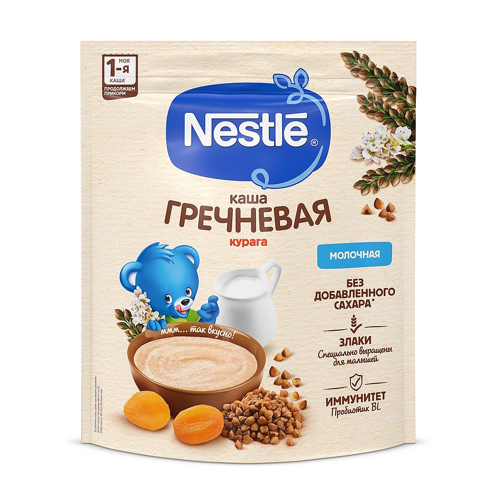 Nestle каша молочная, гречневая с курагой, с 5-ти месяцев, 200 гр