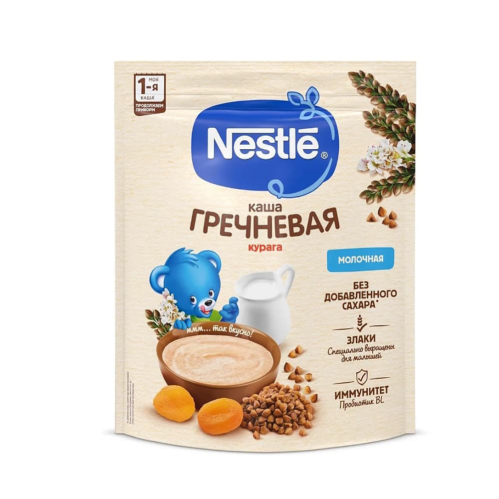 Nestle каша молочная, гречневая с курагой, с 5-ти месяцев, 200 гр