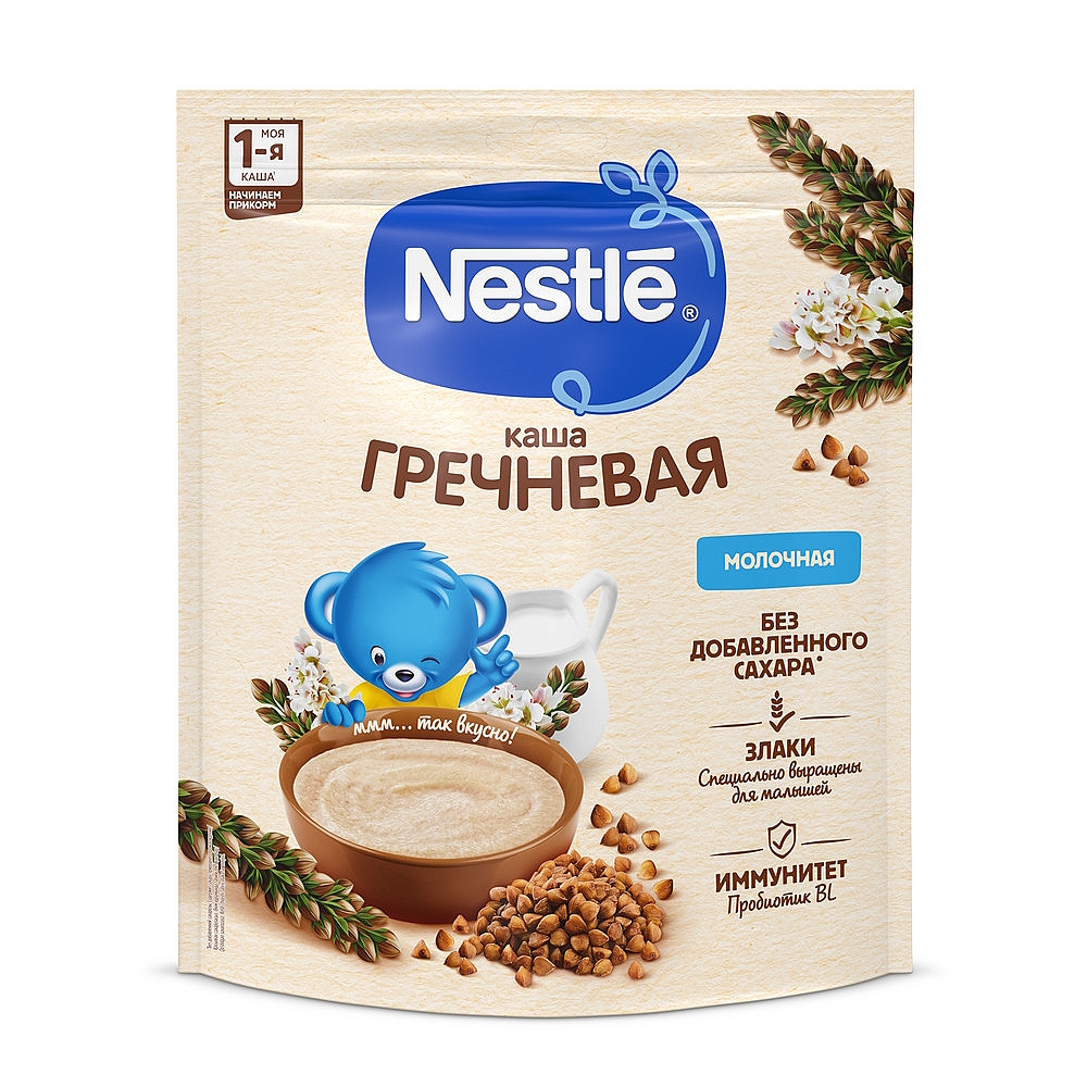 Nestle каша молочная, гречневая и бифидобактериальная, с 4-х месяцев, 200 гр