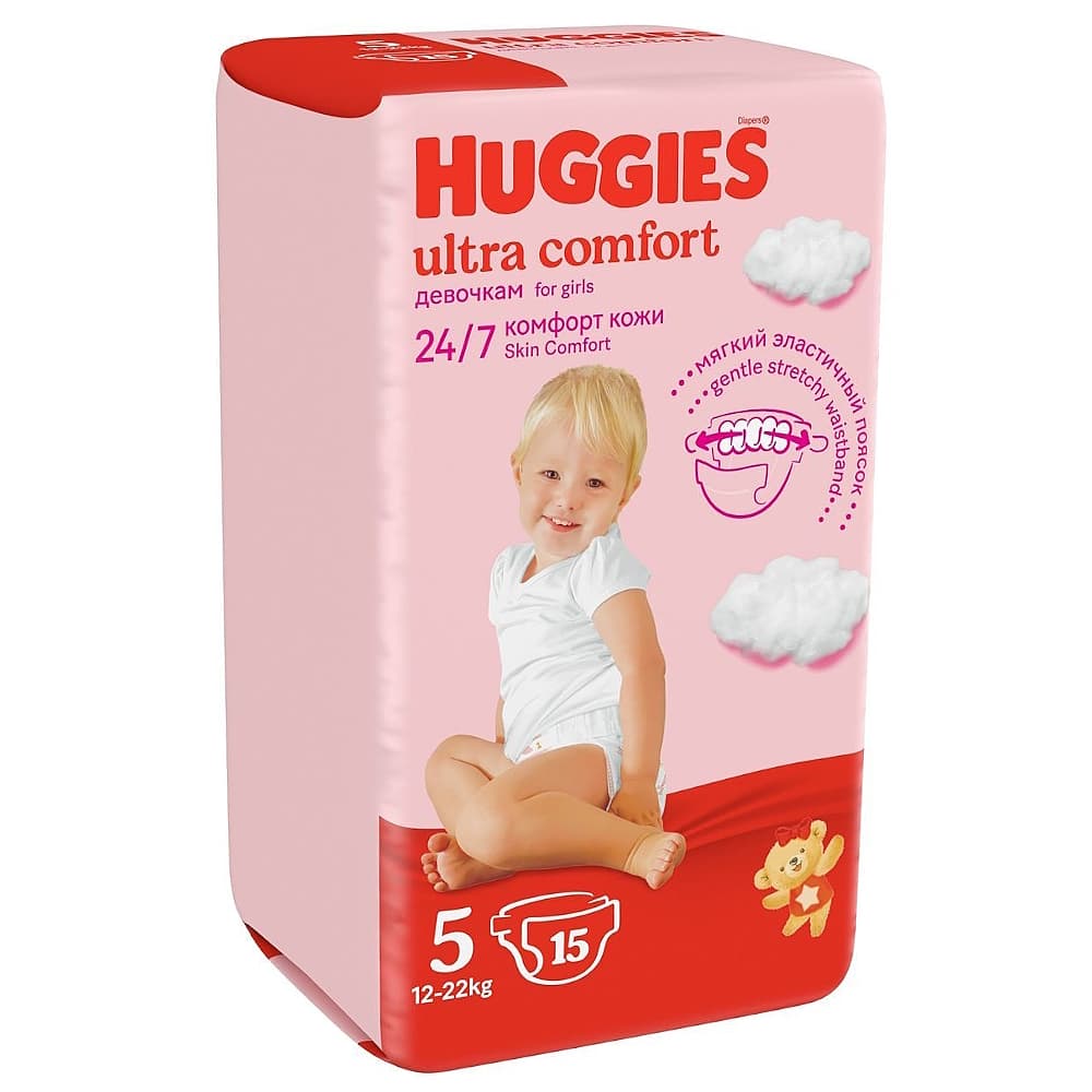 Huggies Ultra Comfort подгузники для девочек 5/12-22 кг, №15
