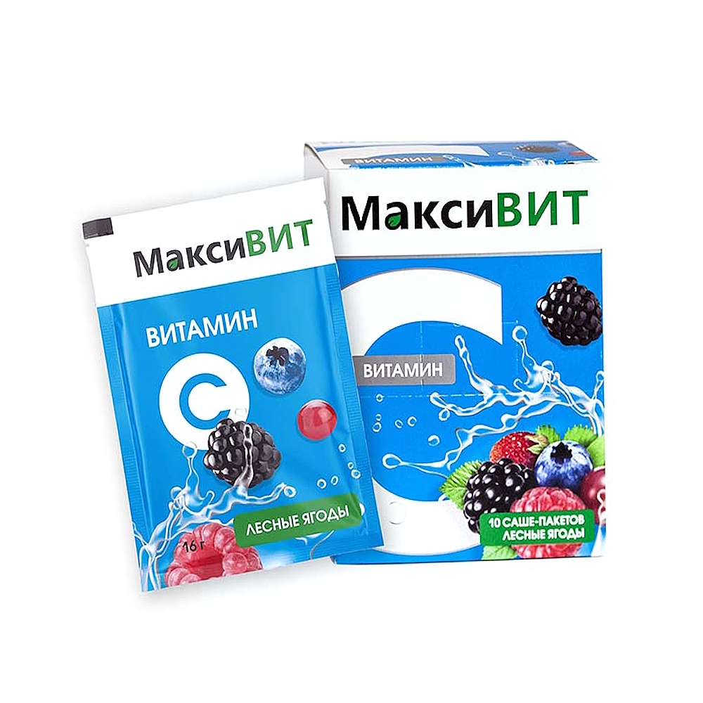 МаксиВит порошок с витамином С 16 гр. со вкусом лесных ягод, №10