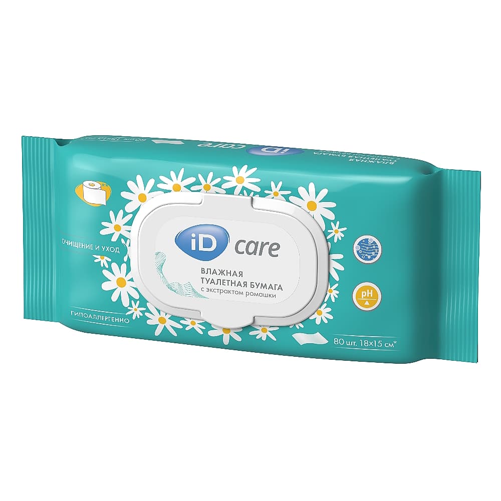 Влажная туалетная бумага ID CARE с экстрактом ромашки №80