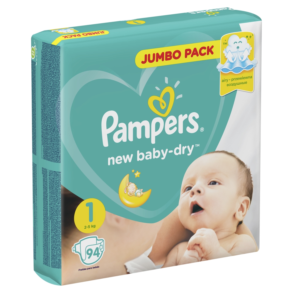 Pampers New Baby-Dry Newborn 1 подгузники 2-5 кг, 94 шт.
