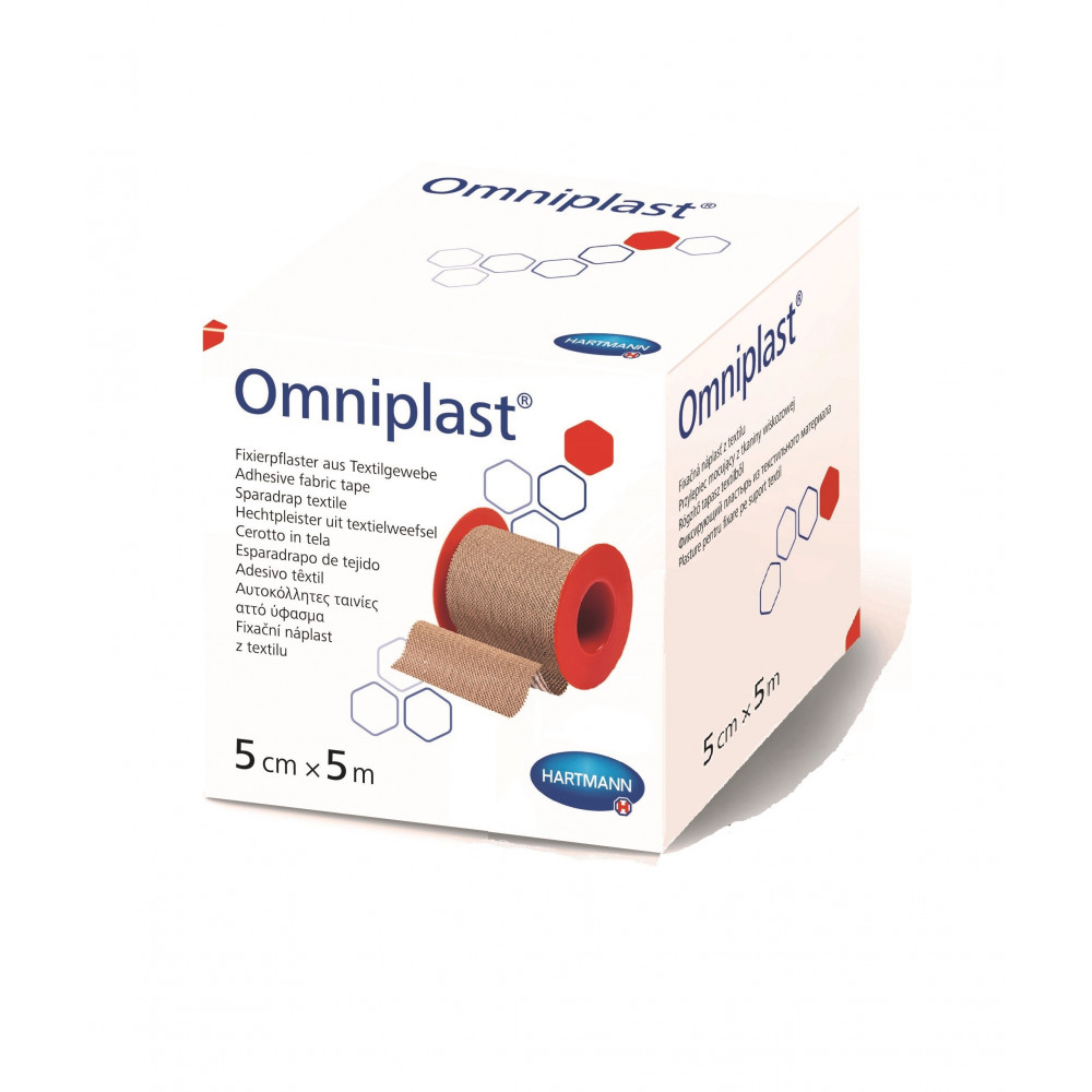 Omniplast Пластырь из текстильной ткани, 5см х 5м, 1 шт.