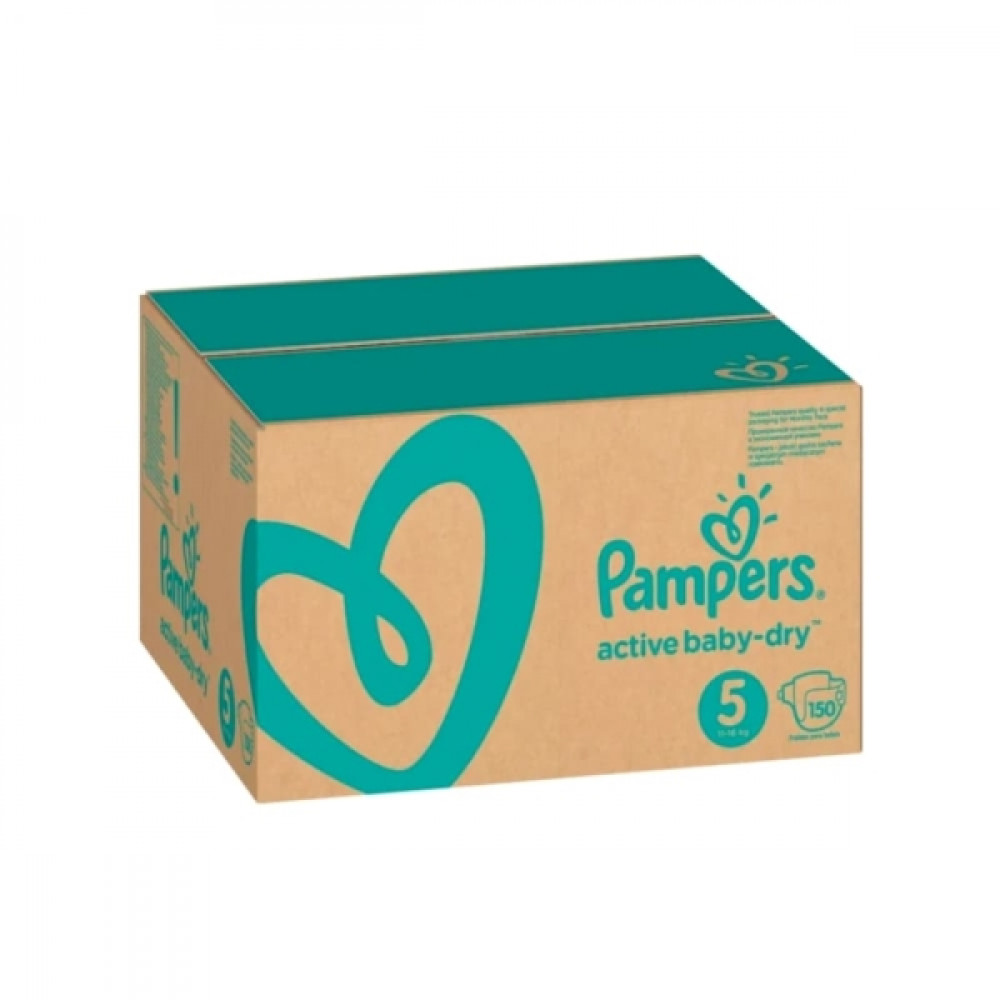 Pampers Active Baby-Dry Junior 5 подгузники 11-16кг, 150шт.