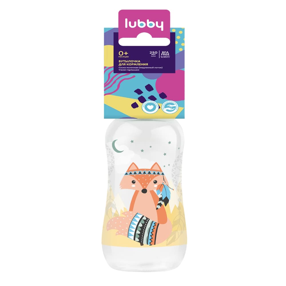 Lubby Бутылочка для кормления с силиконовой соской, 250 мл. 0+ 12019
