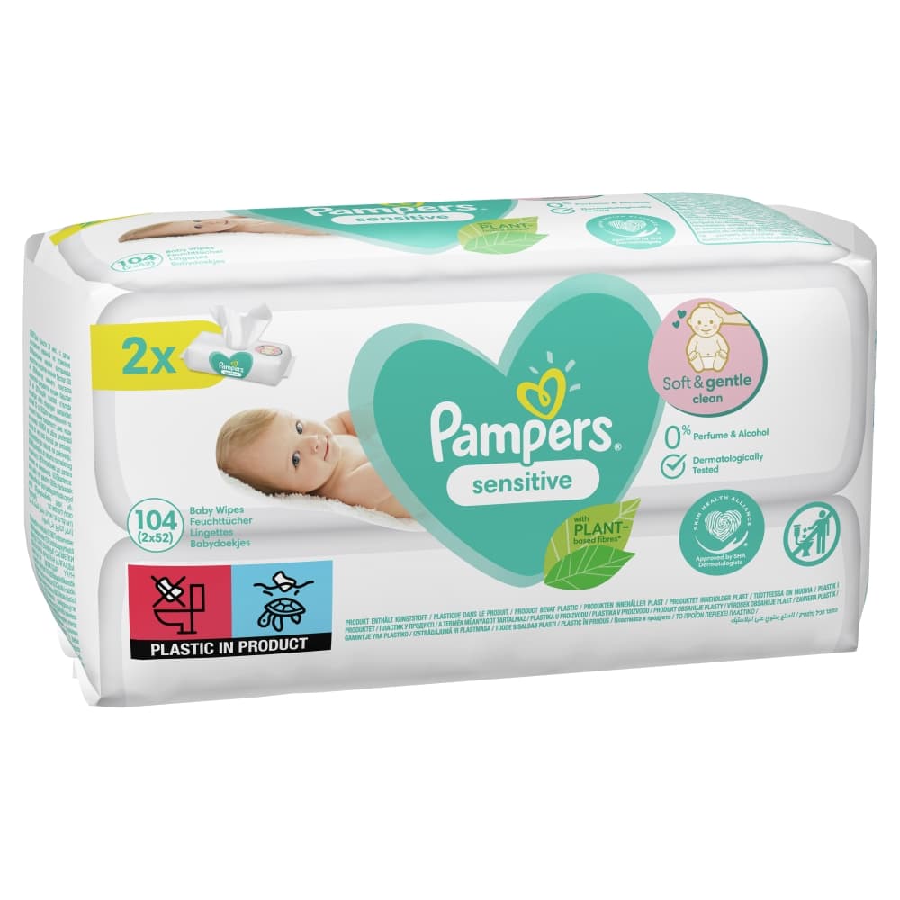 Pampers Fresh Clean Детские влажные салфетки Сменный блок 2х52, 104 шт.