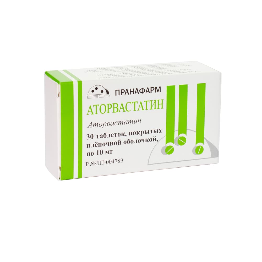 Аторвастатин-прана таблетки 10 мг, 30 шт.