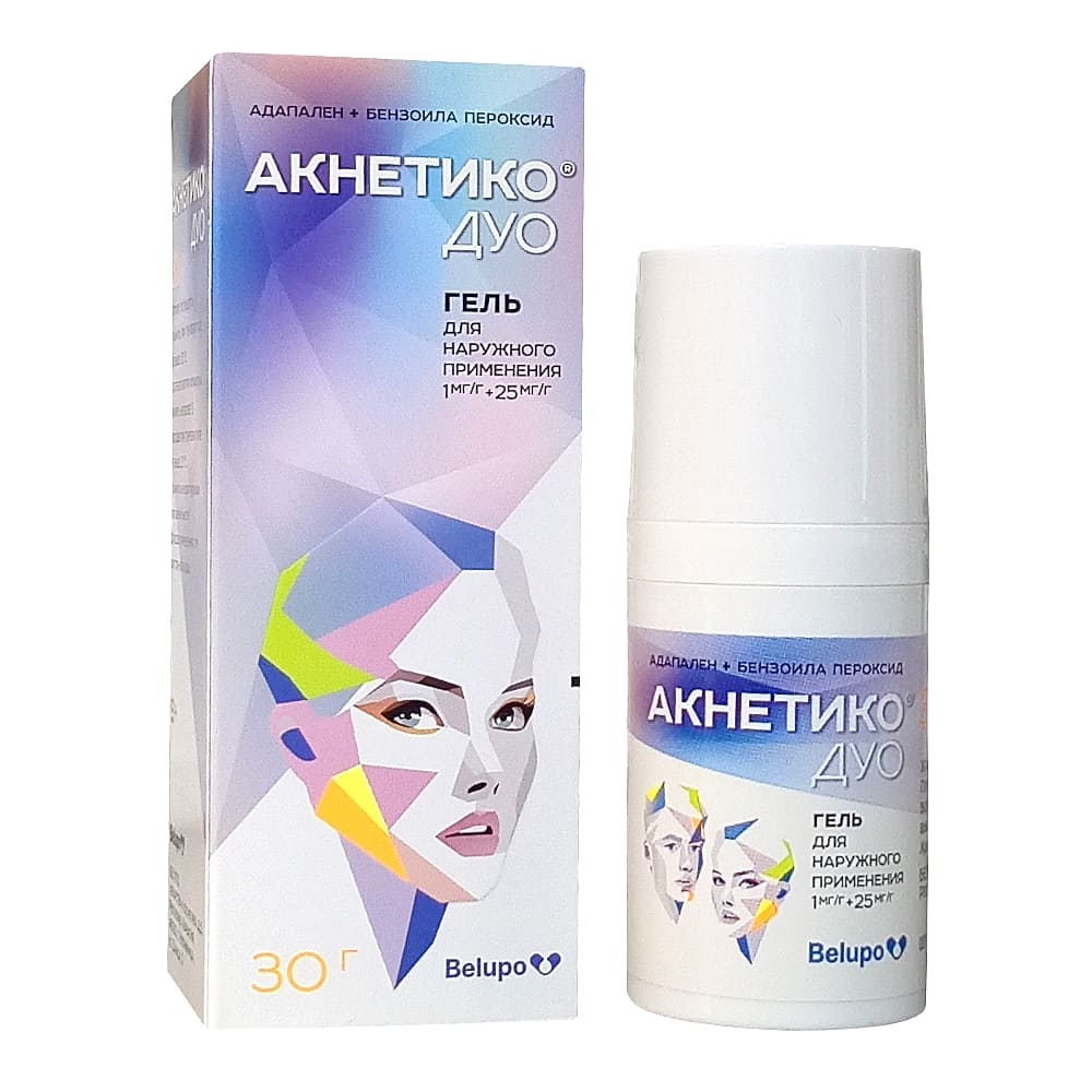 Акнетико Дуо 1 мг/г+25 мг/г гель для наружного применения, 30 г