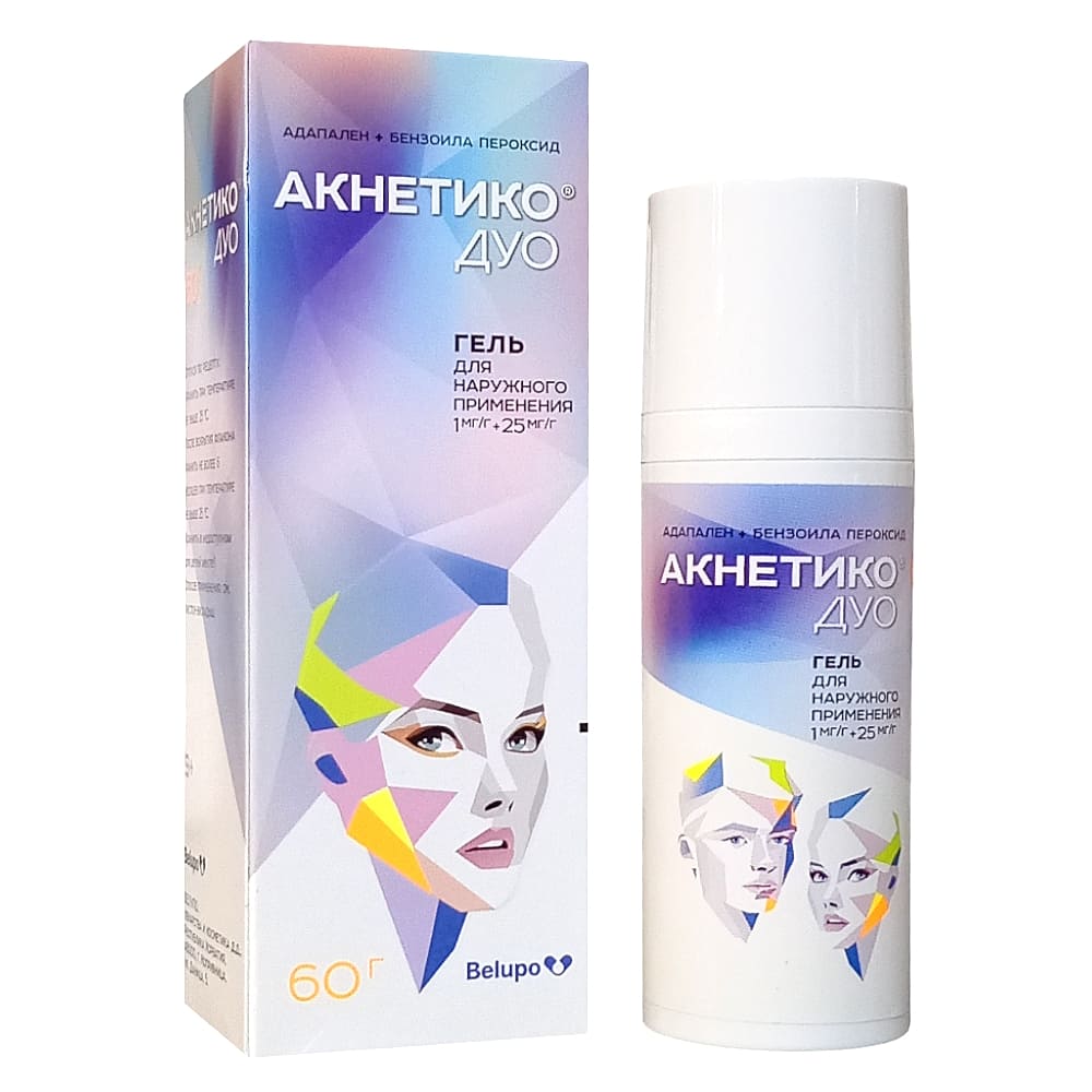 Акнетико Дуо 1 мг/г+25 мг/г гель для наружного применения, 60 г