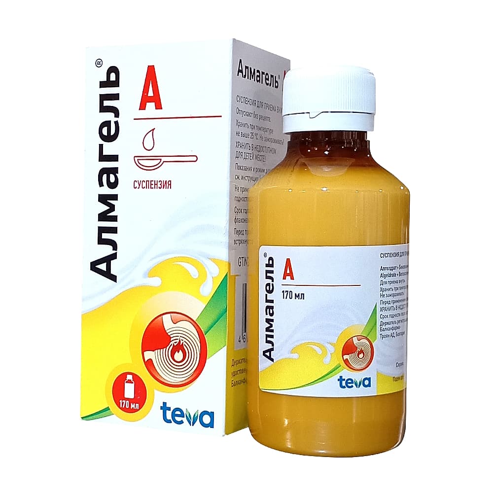 Алмагель А суспензия для приема внутрь, 170 мл.