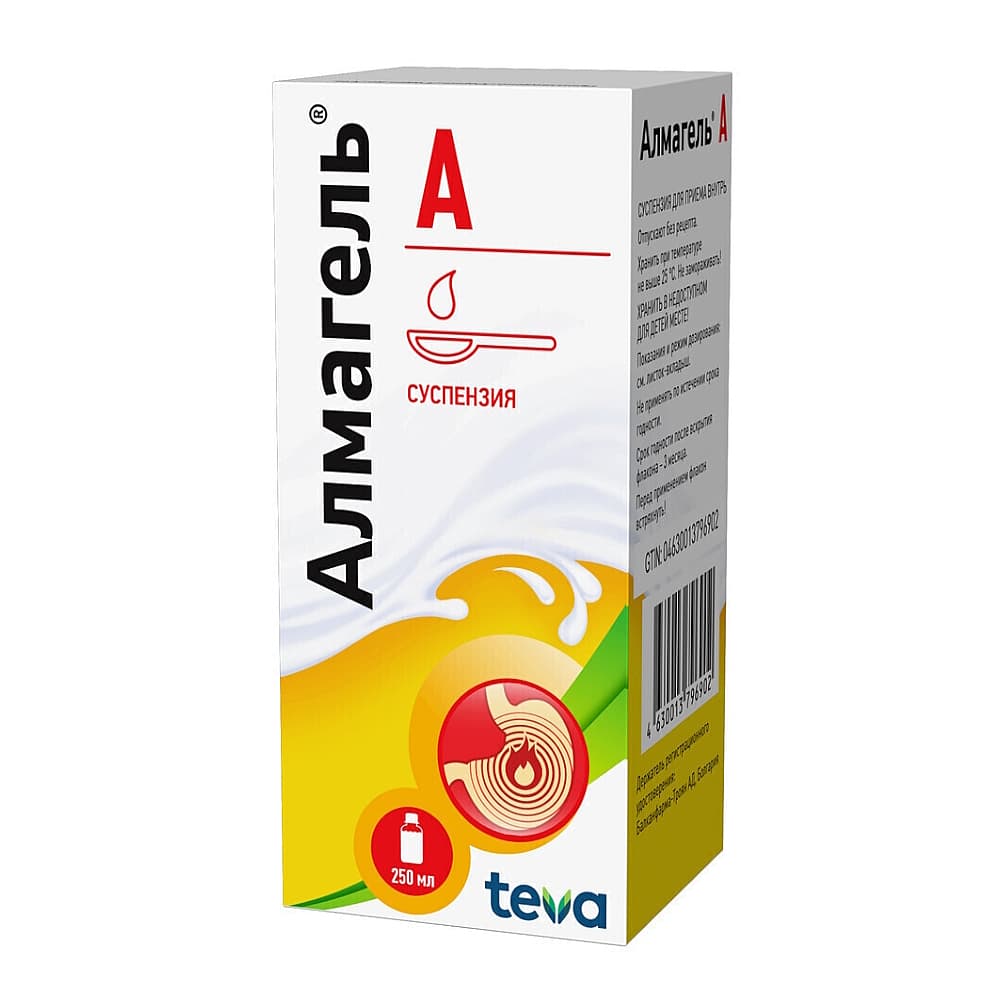 Алмагель А суспензия для приема внутрь, 250 мл.