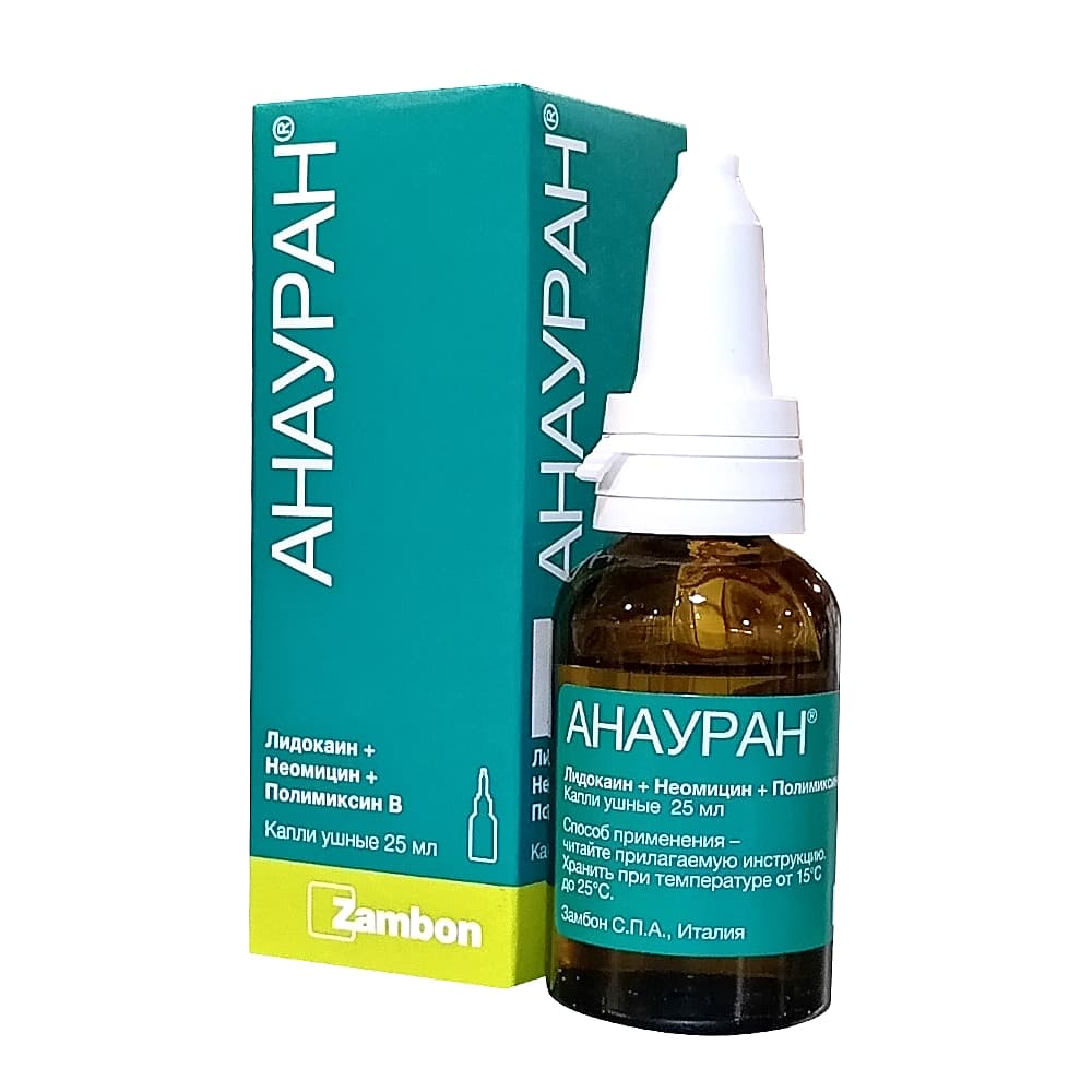 Анауран капли ушные, 25мл.