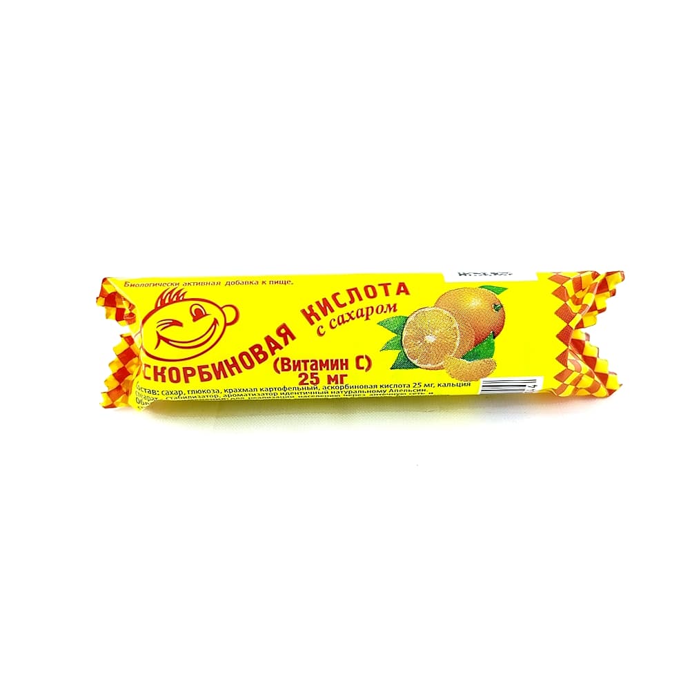 Аскорбиновая кислота с сахаром 10 шт. апельсин