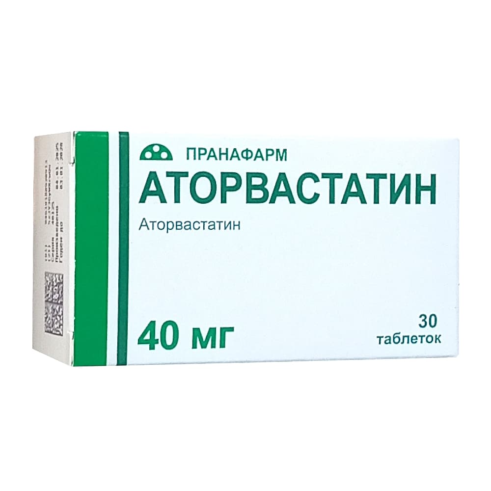 Аторвастатин-прана таблетки 40 мг, 30 шт.