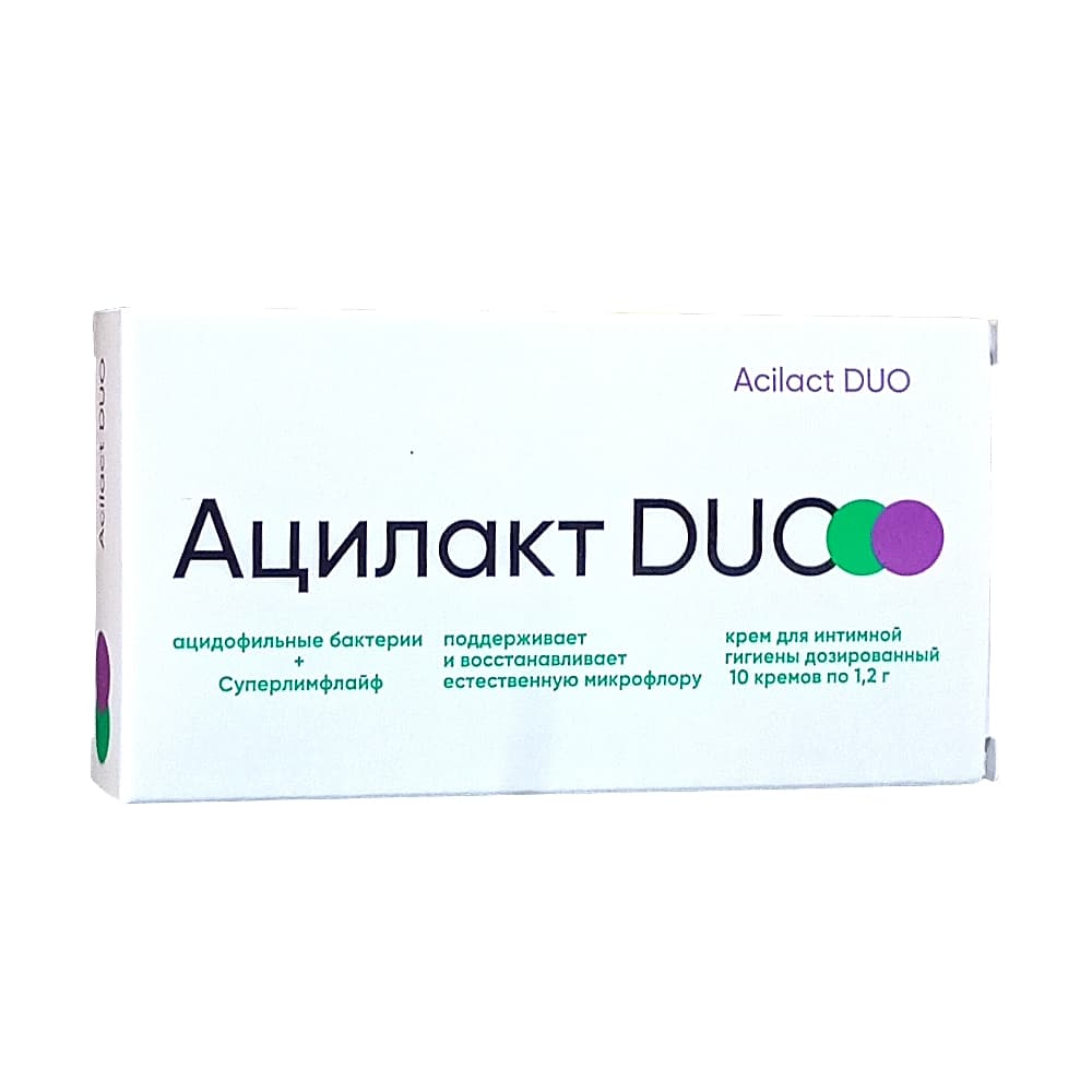 Ацилакт Дуо крем для интимной гигиены дозированный, 1.2 г, 10 шт