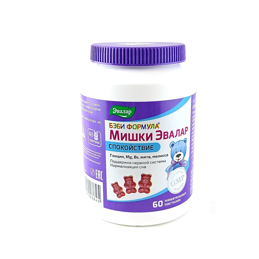 Бэби Формула Мишки, спокойствие, жеват. пастилки 60 шт.