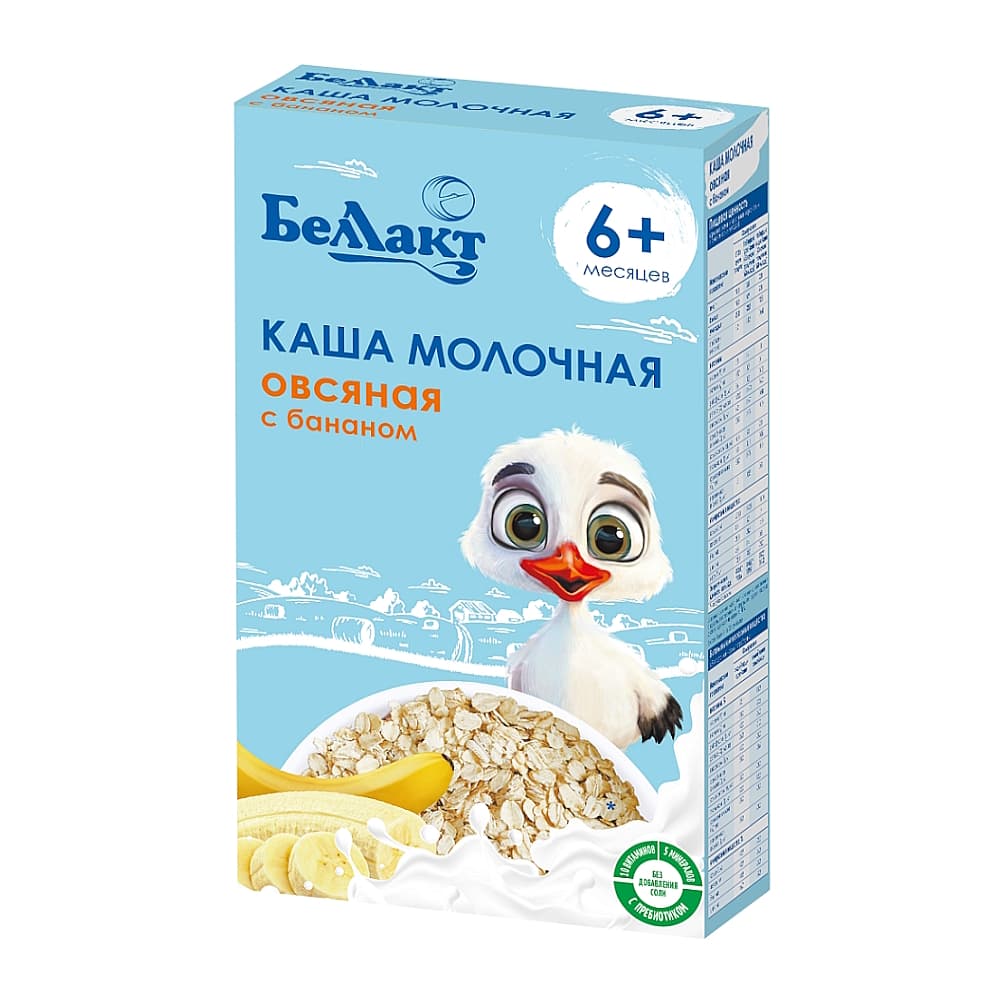 Беллакт каша молочная, овсяная с бананом, с 6 месяцев, 250г