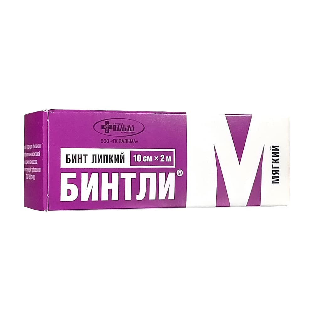 Бинт липкий Бинтли-М в рулоне, 10см х 2м