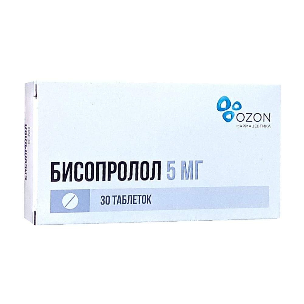 Бисопролол таблетки 5 мг, 30 шт