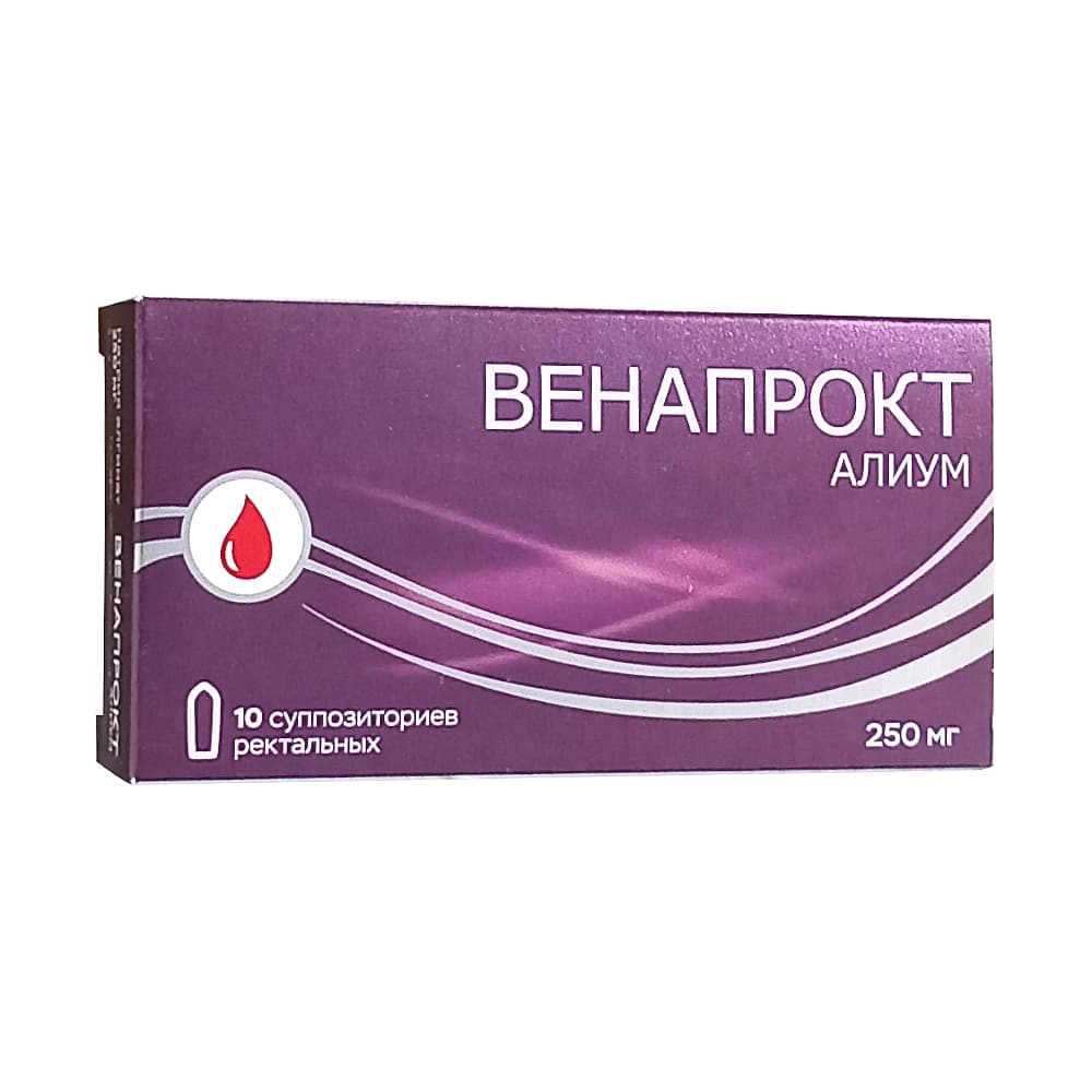 Венапрокт Алиум суппозитории ректальные 250мг, 10 шт