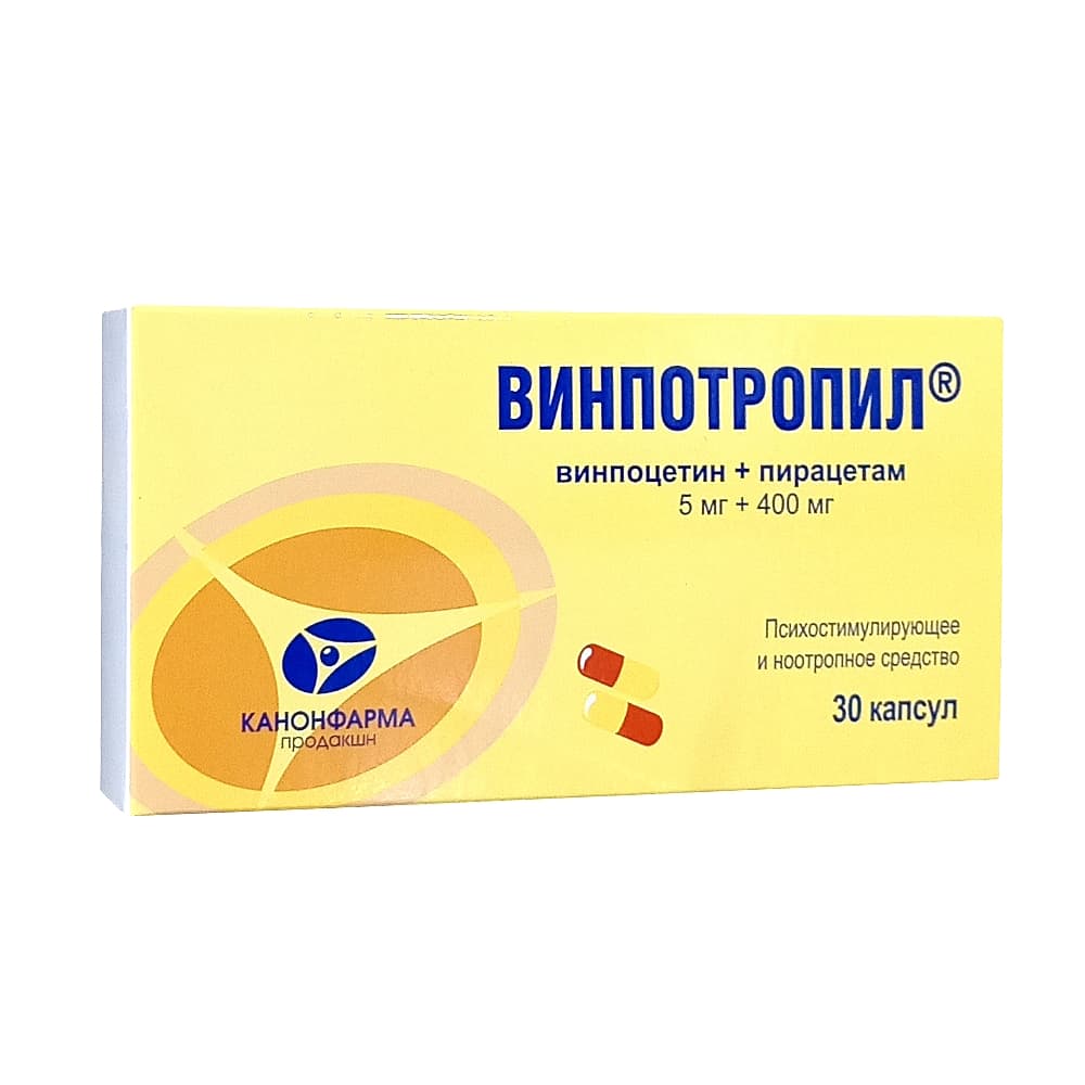 Винпотропил капсулы 5 мг + 400 мг, 30 шт 