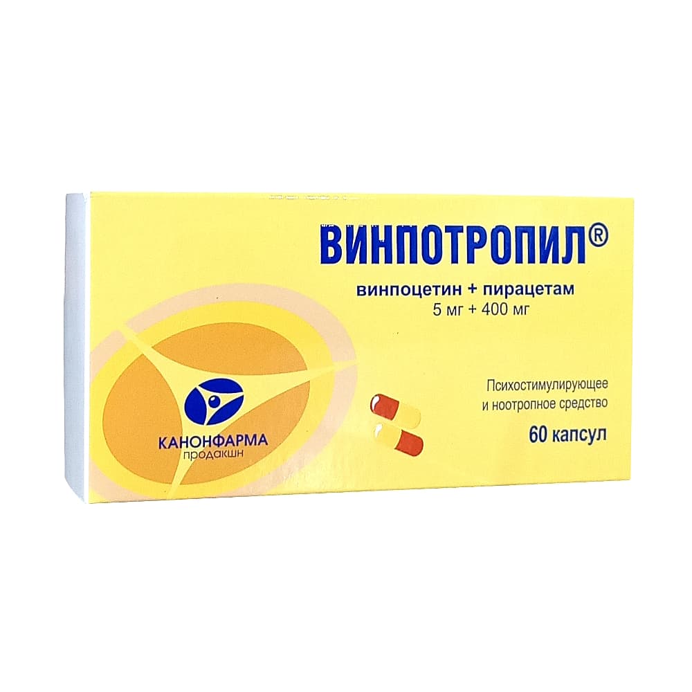 Винпотропил капсулы 5 мг + 400 мг, 60 шт 