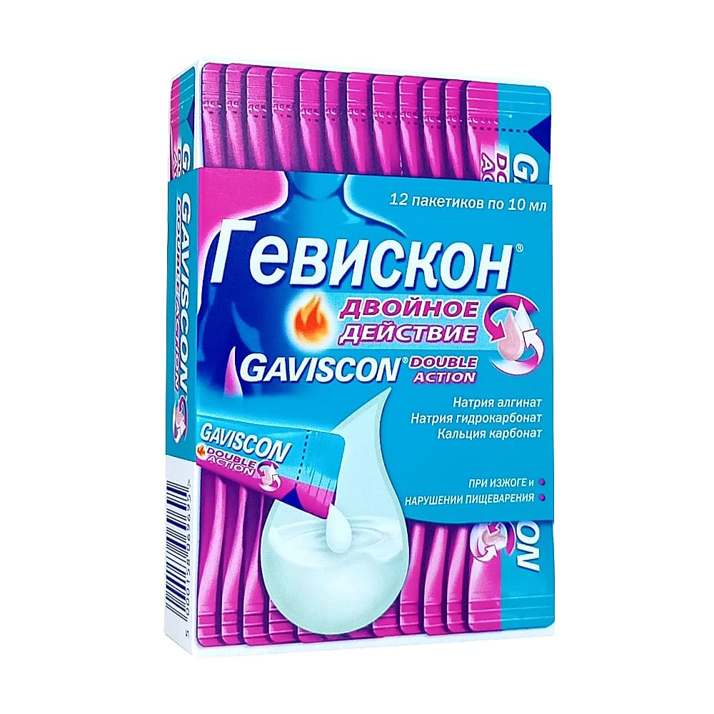 Гевискон Двойное Действие суспензия пак.10 мл, 12 шт. мятная