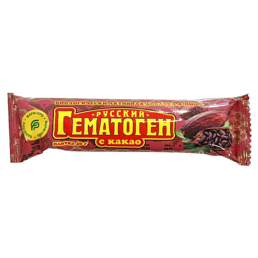 Гематоген русский с какао, 40 гр