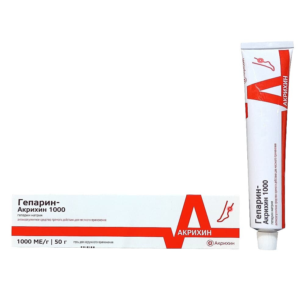 Гепарин Акрихин гель 1000 МЕ/г, 50 г