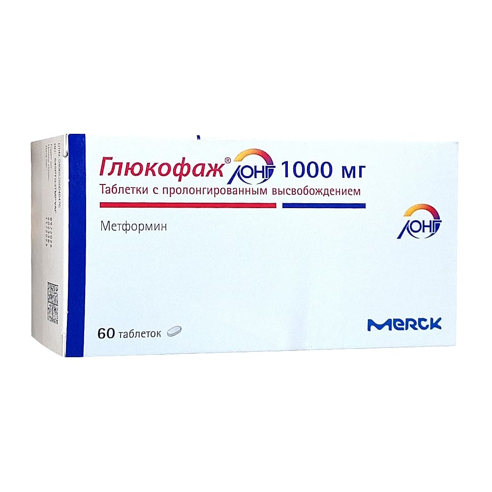 Глюкофаж Лонг таблетки 1000 мг, 60 шт.