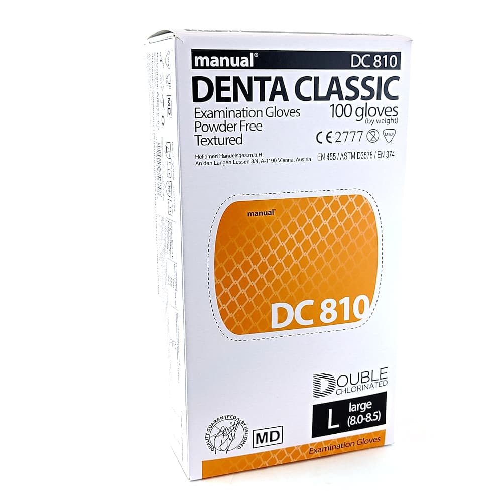 Смотровые латексные перчатки Manual Denta Classic DC810 нестерильные размером L, №50