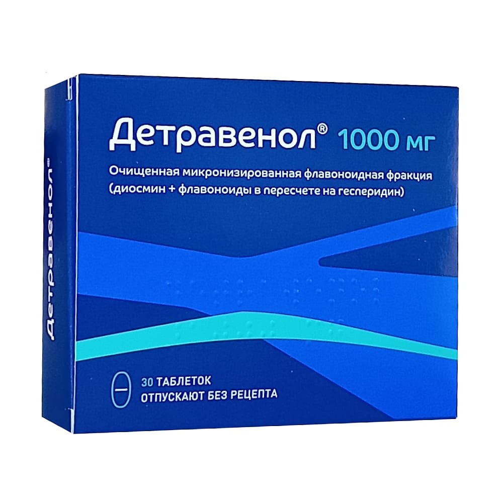 Детравенол таблетки 1000 мг, 30 шт.