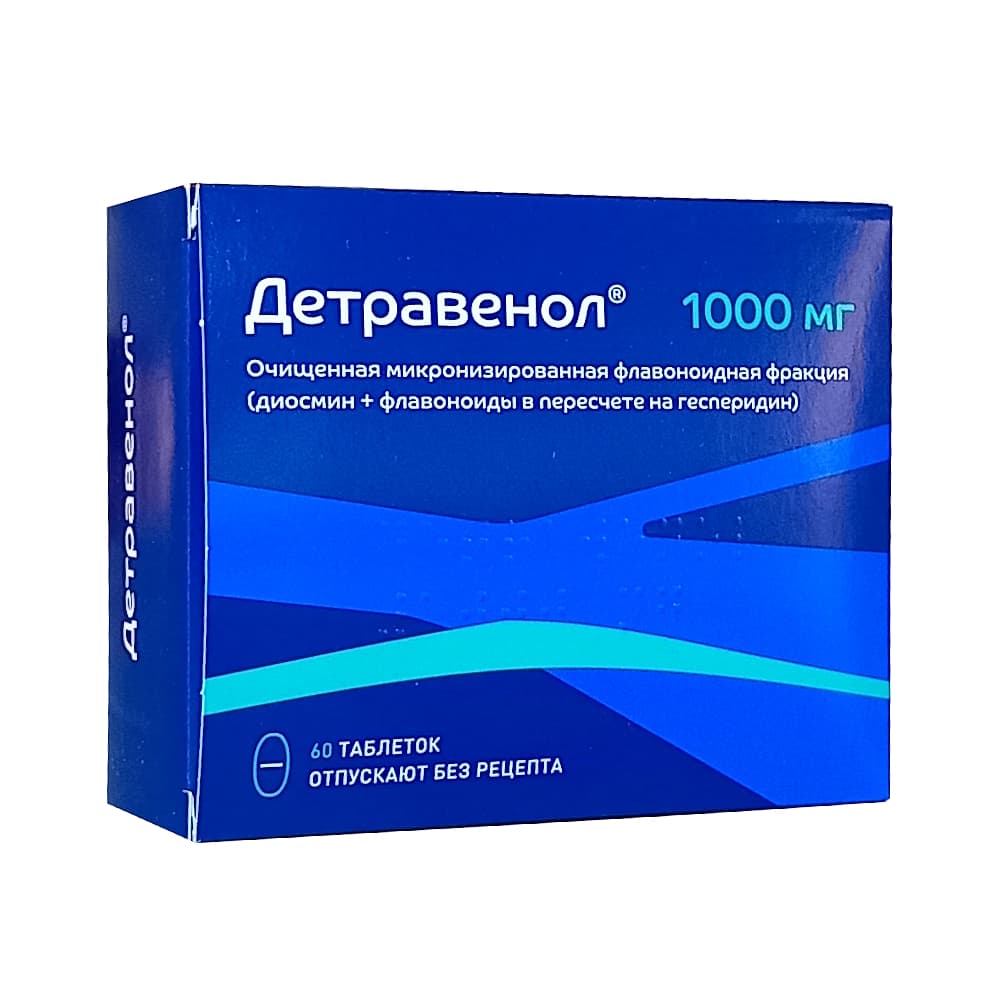 Детравенол таблетки 1000 мг, 60 шт.