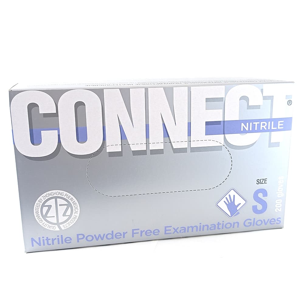 Смотровые перчатки Connect Blue нитриловые и нестерильные размером S, №50